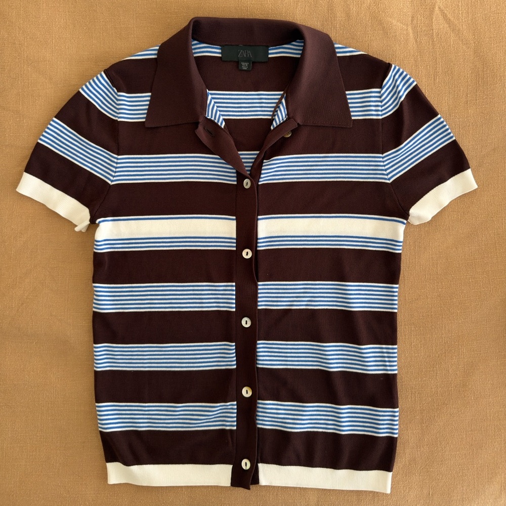 Zara Knit striped polo